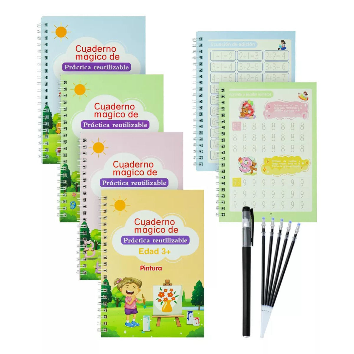 Cuaderno Mágico Educativo En Español Con Relieve Kit X 4
