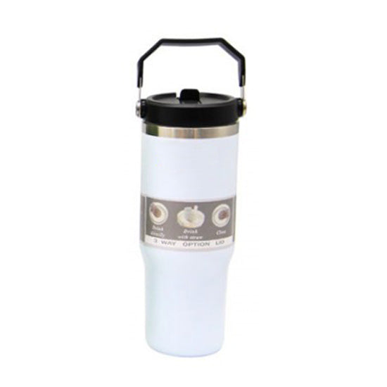 Vaso Termico Acero Con Manija Y Sorbete Flip Straw 900ml