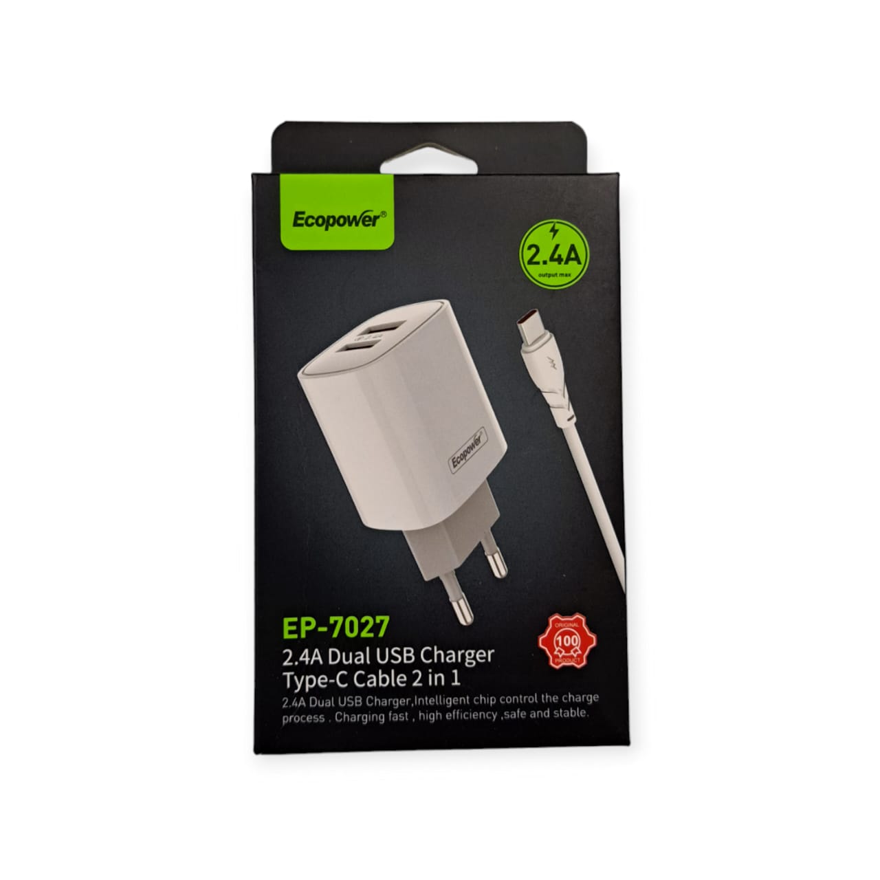 Cargador Pared Rapido Dual Usb Tipo C 2.4a
