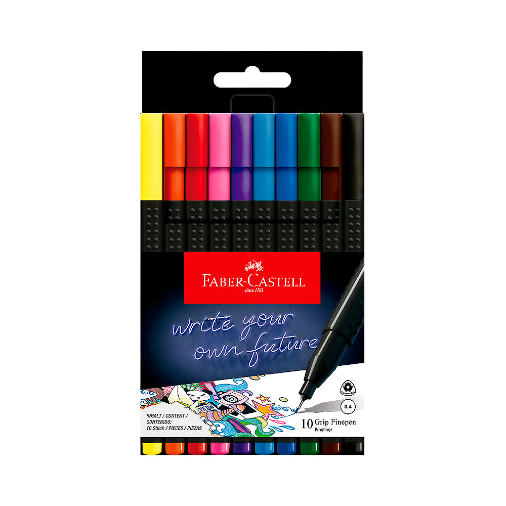 Marcadores Microfibras Faber Castell Grip Finepen X 10