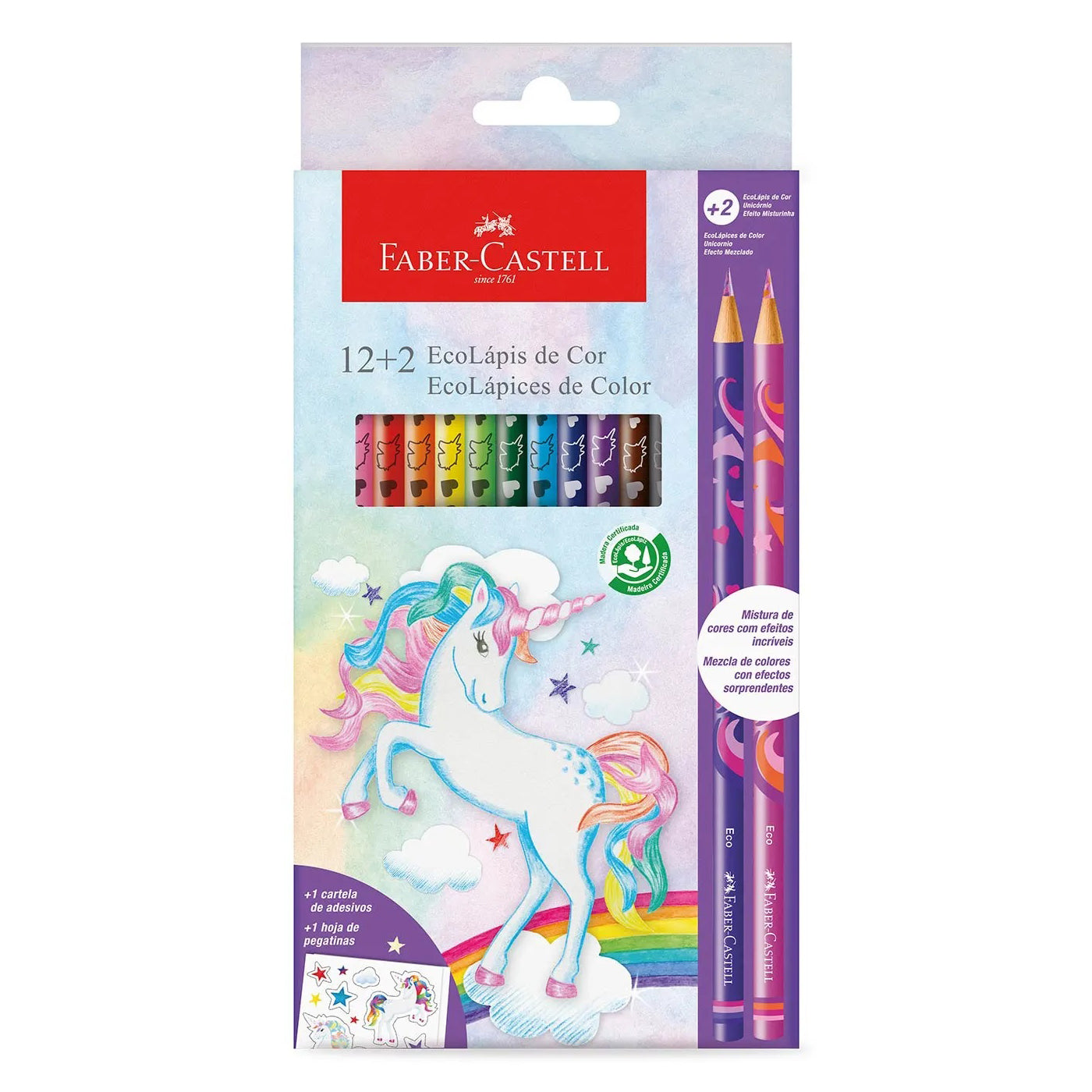 Lapices De Colores Mezclados Unicornio Faber Castell 12+2