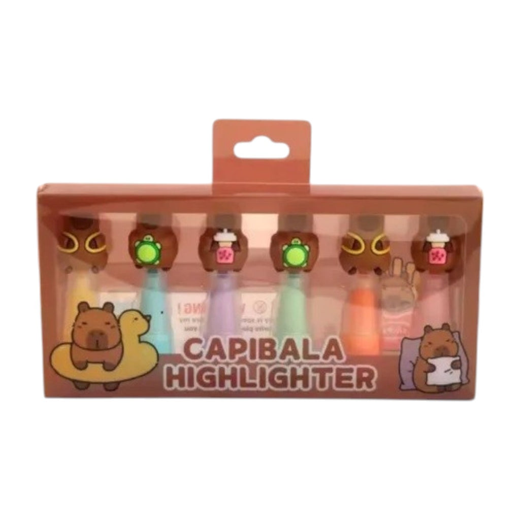 Marcadores Resaltadores Pasteles Capybara X 6 Unidades