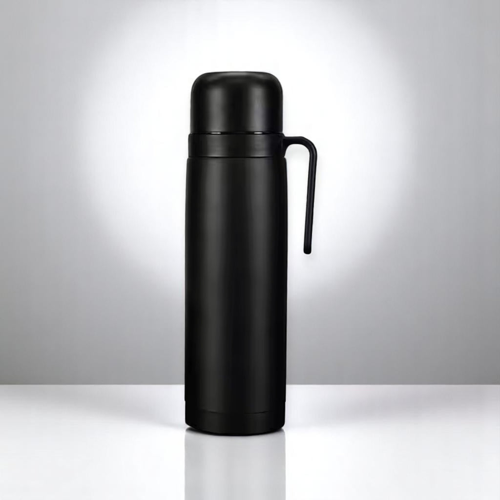 Termo 1 L Media Manija Pico Matero Acero Doble Capa Negro