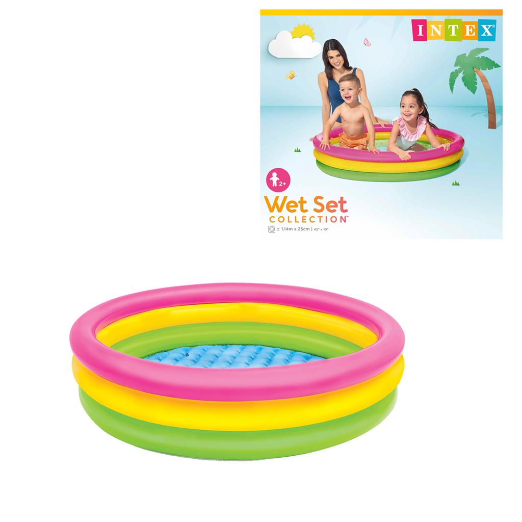 Pileta Inflable Redonda Intex 131lts Rosa Amarilla Y Verde