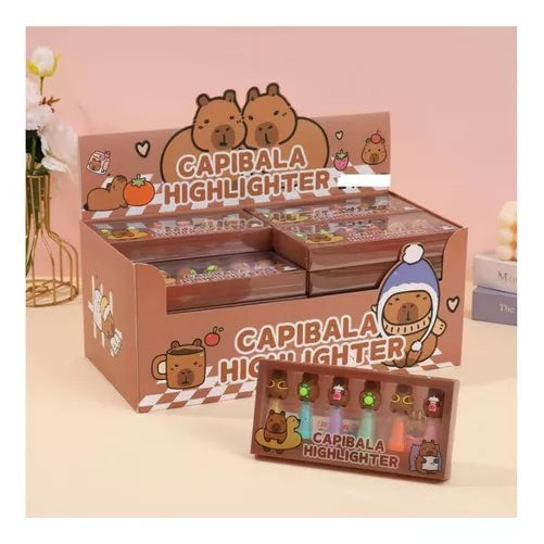 Marcadores Resaltadores Pasteles Capybara X 6 Unidades