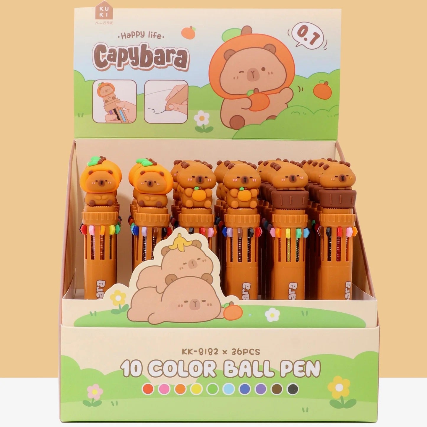Bolígrafo Lapicera Capybara Carpincho 10 Colores En 1