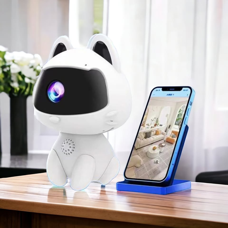 Mini Camara Wifi Diseño Gatito Infantil Control Seguridad