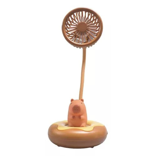 Ventilador De Mesa Con Luz En Capybara Recargable Kawaii