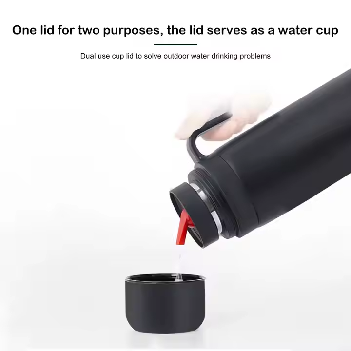 Termo 1 L Media Manija Pico Matero Acero Doble Capa Negro