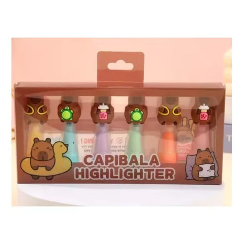 Marcadores Resaltadores Pasteles Capybara X 6 Unidades
