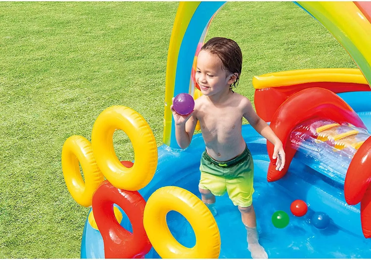 Playcenter Arco Iris Intex Rainbow Tobogan Juegos Inflables