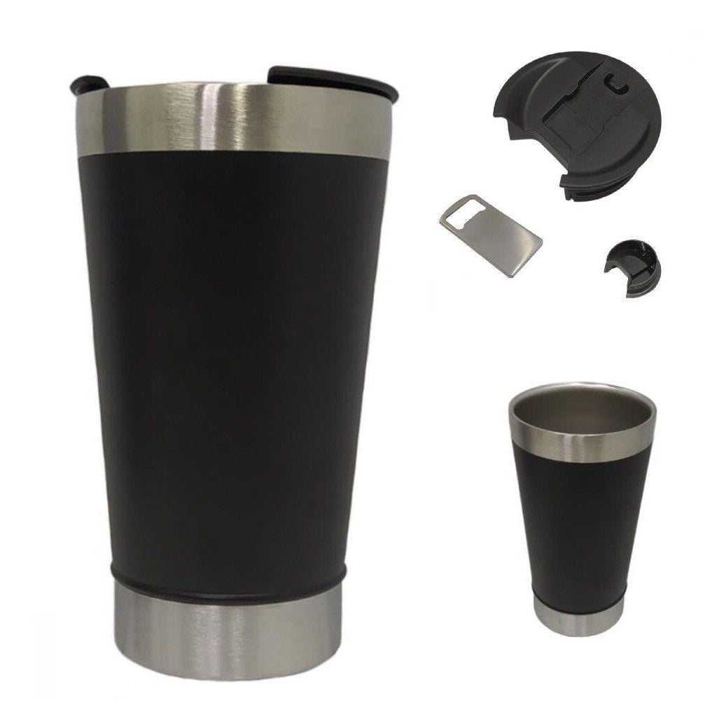 Vaso Térmico Acero Inoxidable Tapa Abridor Cerveza Chopera