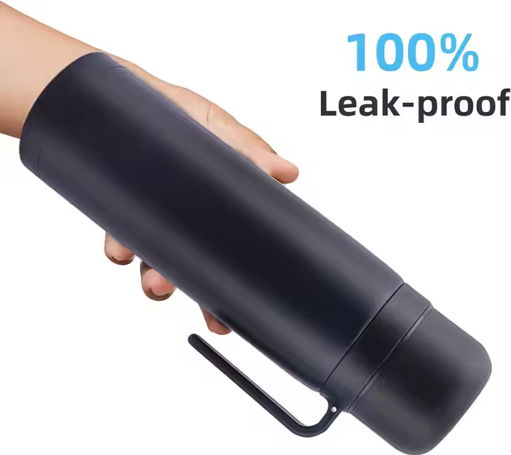 Termo 1 L Media Manija Pico Matero Acero Doble Capa Negro