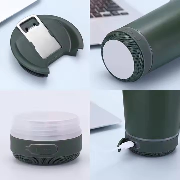 Vaso Térmico Parlante Bluetooth Luces Y Abre Botellas 473ml