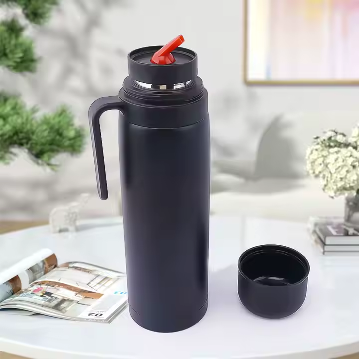 Termo 1 L Media Manija Pico Matero Acero Doble Capa Negro