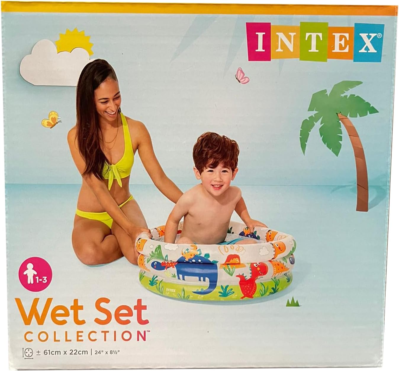 Pileta Inflable Redonda Intex Dinosaurio 28l Multicolor Caja