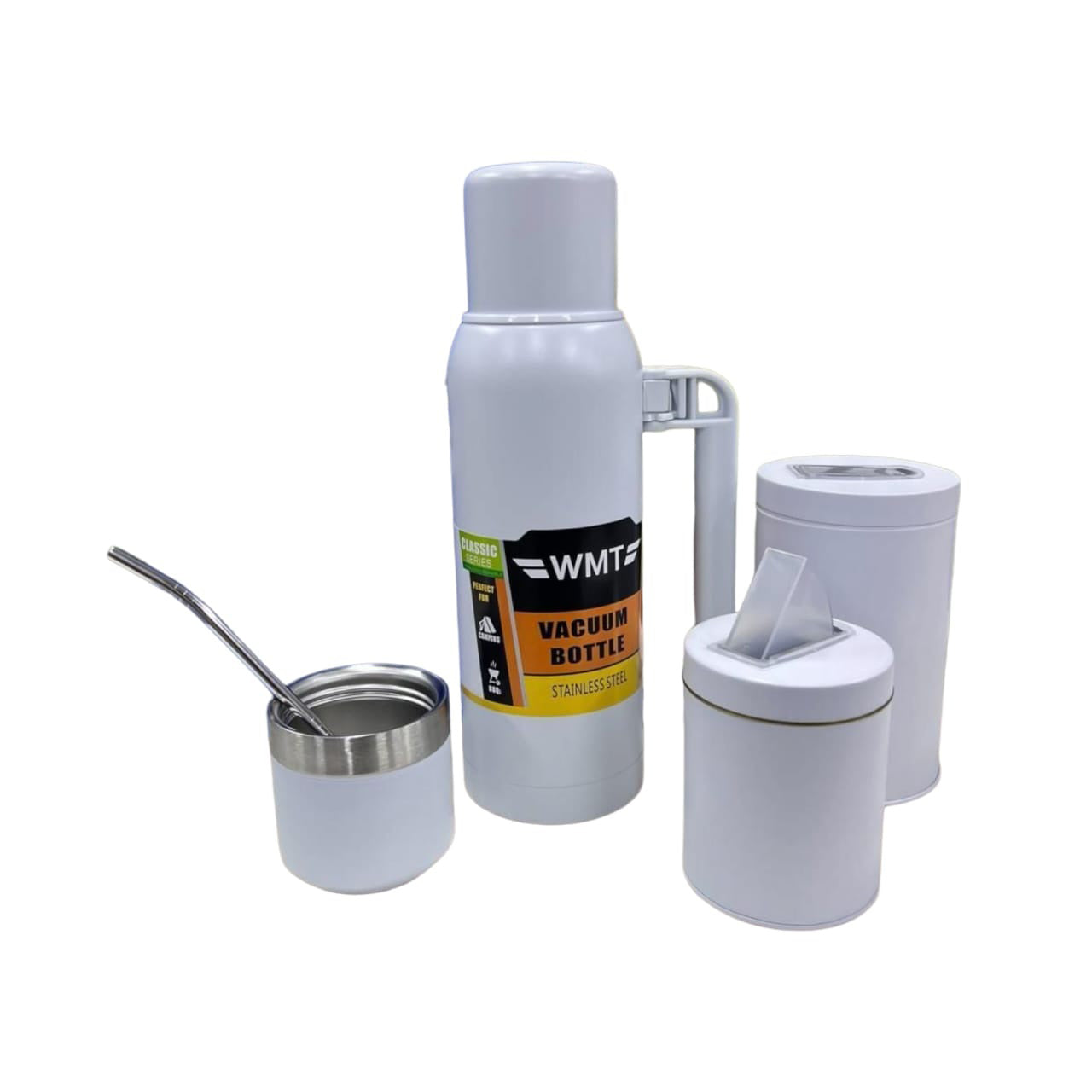Set Matero Termo Doble Capa 1 Litro Mate Bombilla + Latas