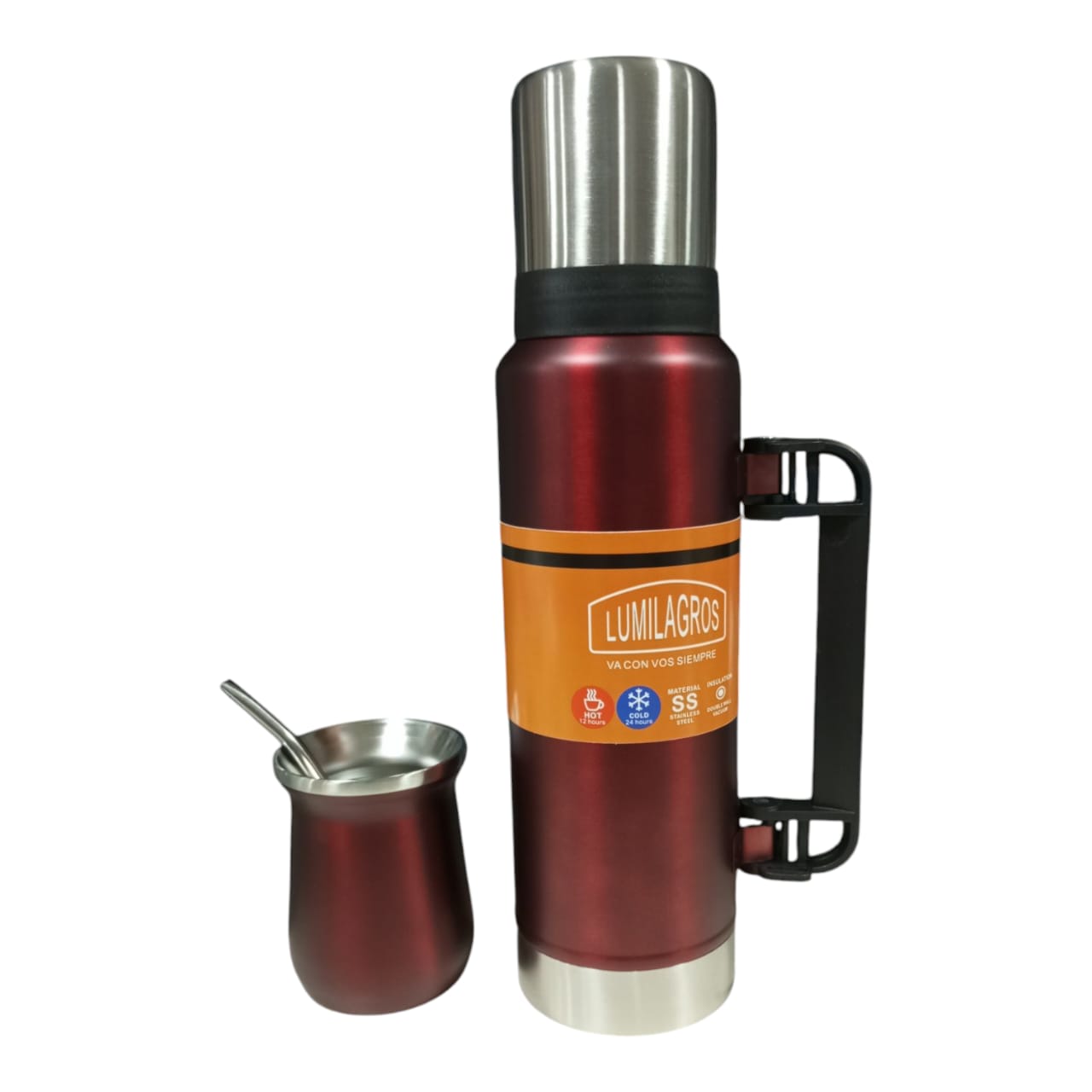 Combo Termo Classic Acero Inoxidable 1.2l + Mate + Bombilla