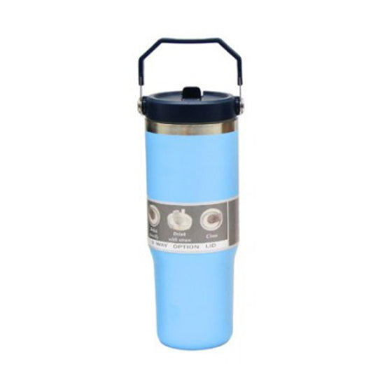 Vaso Termico Acero Con Manija Y Sorbete Flip Straw 900ml