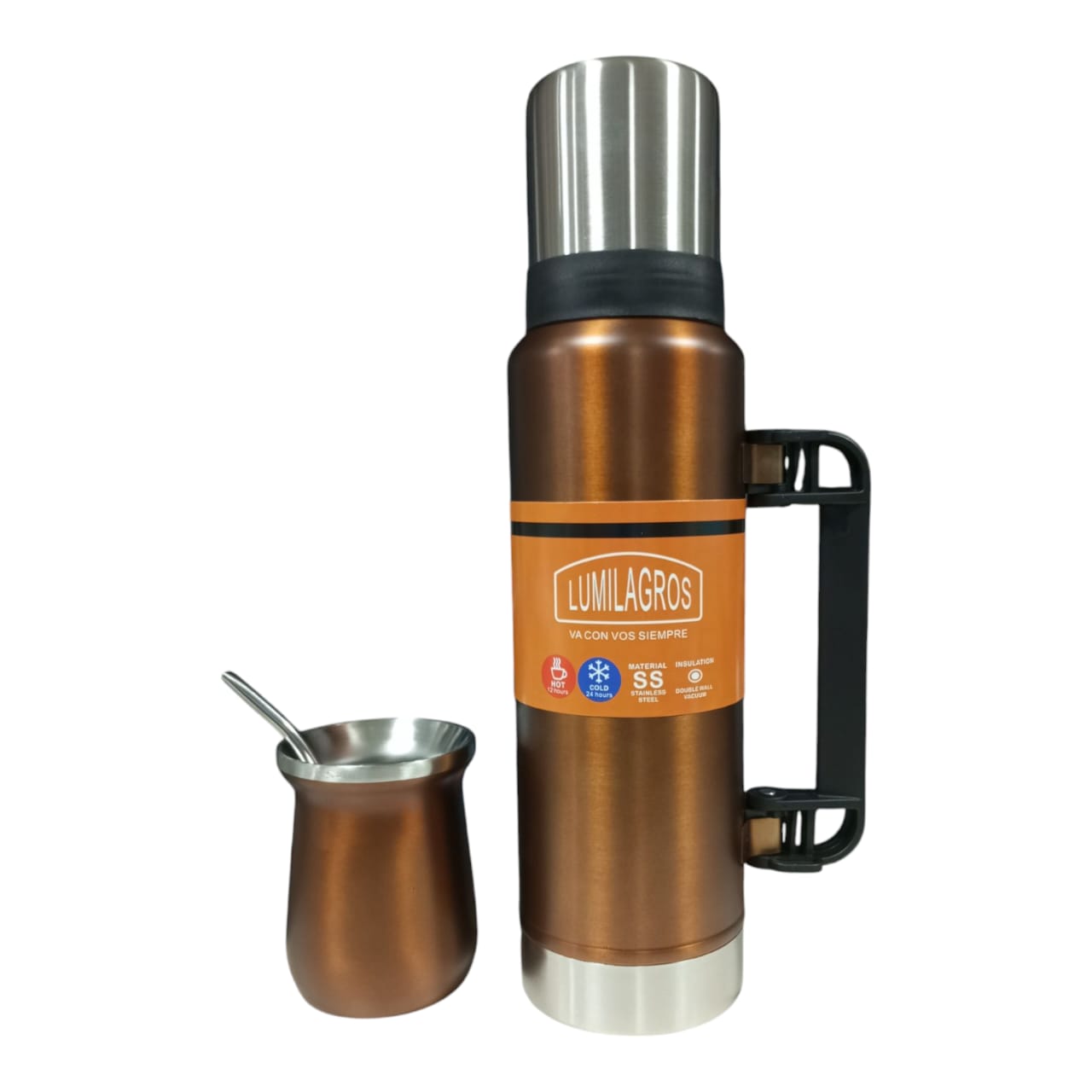Combo Termo Classic Acero Inoxidable 1.2l + Mate + Bombilla