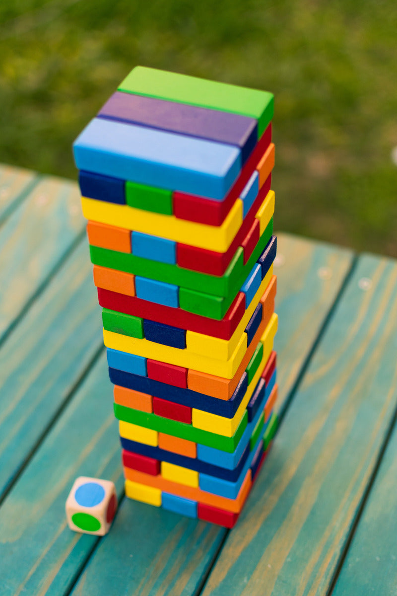 Jenga De Madera Para Niños Torre De Colores
