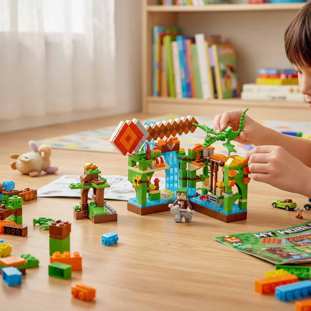 My World Minecraft Gt-120 350 Piezas Luz Colores