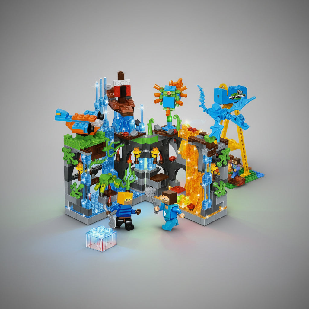 My World Minecraft Gt-128 621 Piezas Luz Colores Park