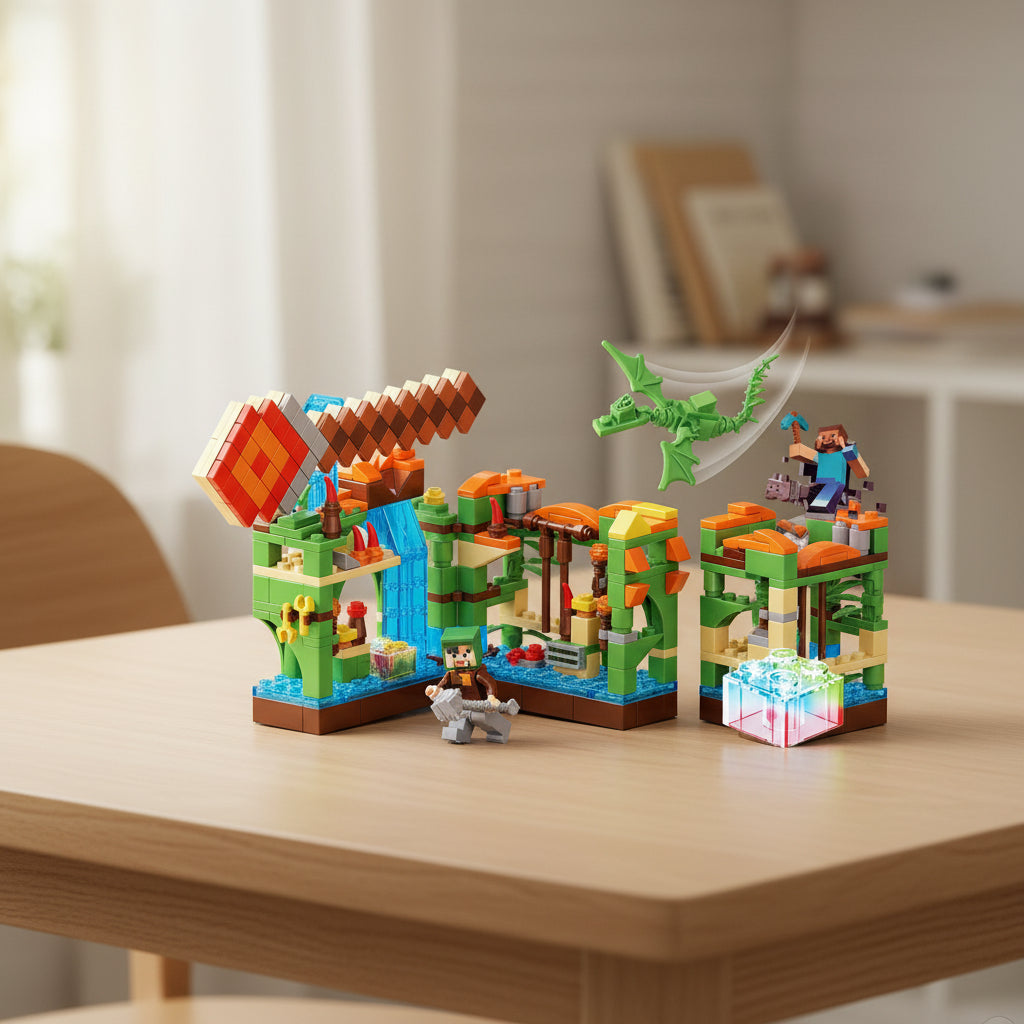 My World Minecraft Gt-120 350 Piezas Luz Colores