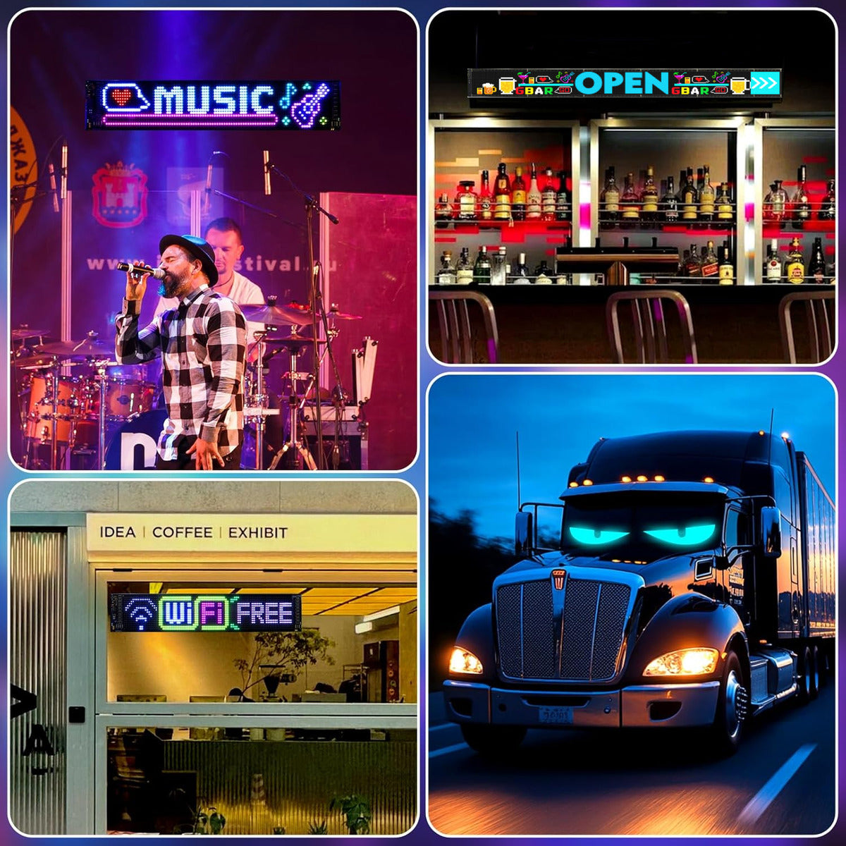 Cartel Led Programable Flexible Usb Para Coche Local 60 Cm