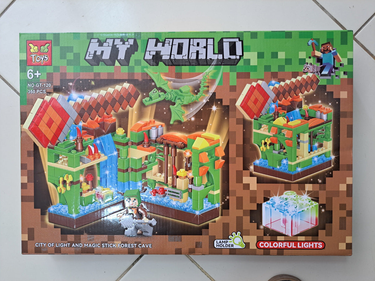 My World Minecraft Gt-120 350 Piezas Luz Colores