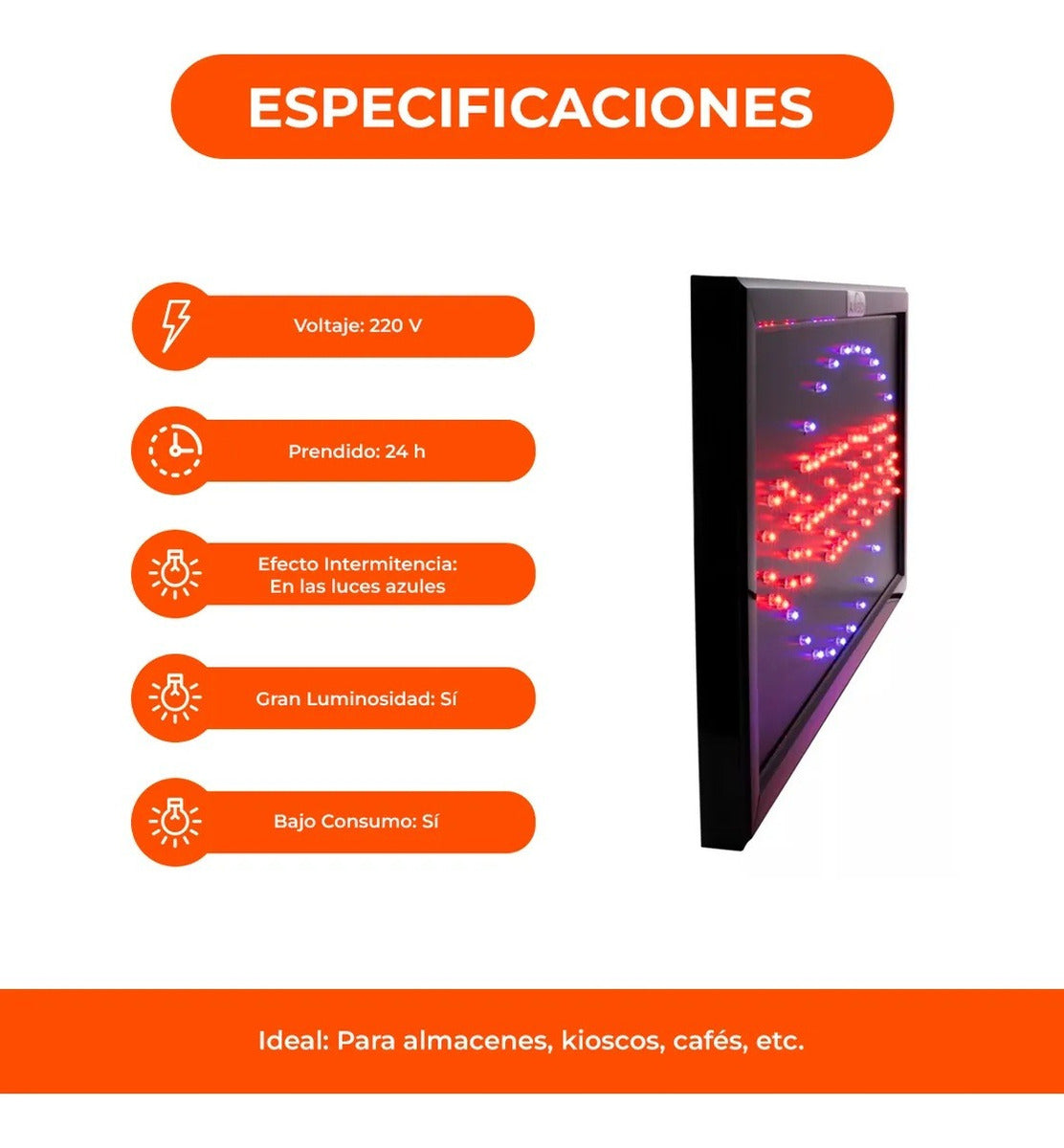 Abierto Cartel Luminoso Led 48 X 25 Cm Oferta Especial