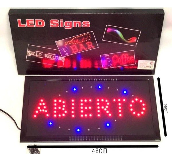 Abierto Cartel Luminoso Led 48 X 25 Cm Oferta Especial