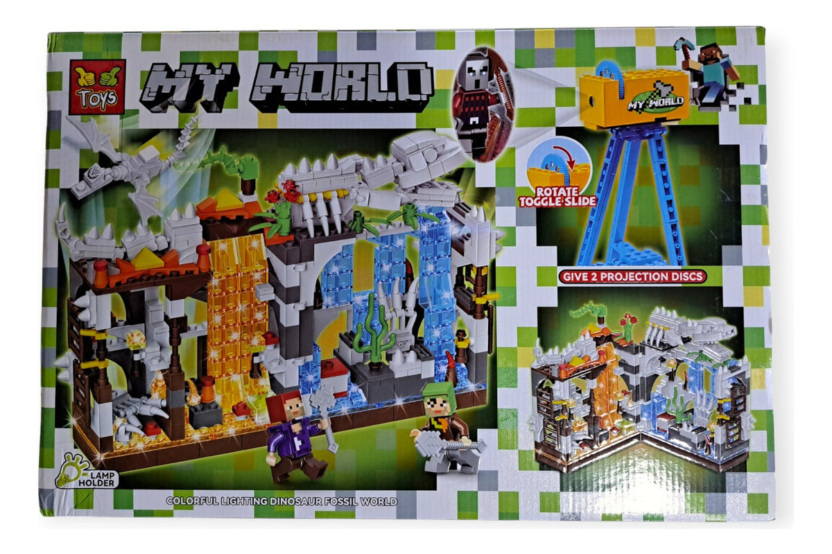 My World Minecraft Gt-129 621 Piezas Luz Colores Dinosaur