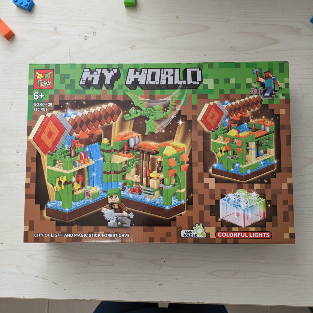 My World Minecraft Gt-120 350 Piezas Luz Colores