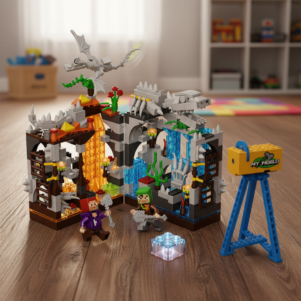 My World Minecraft Gt-129 621 Piezas Luz Colores Dinosaur