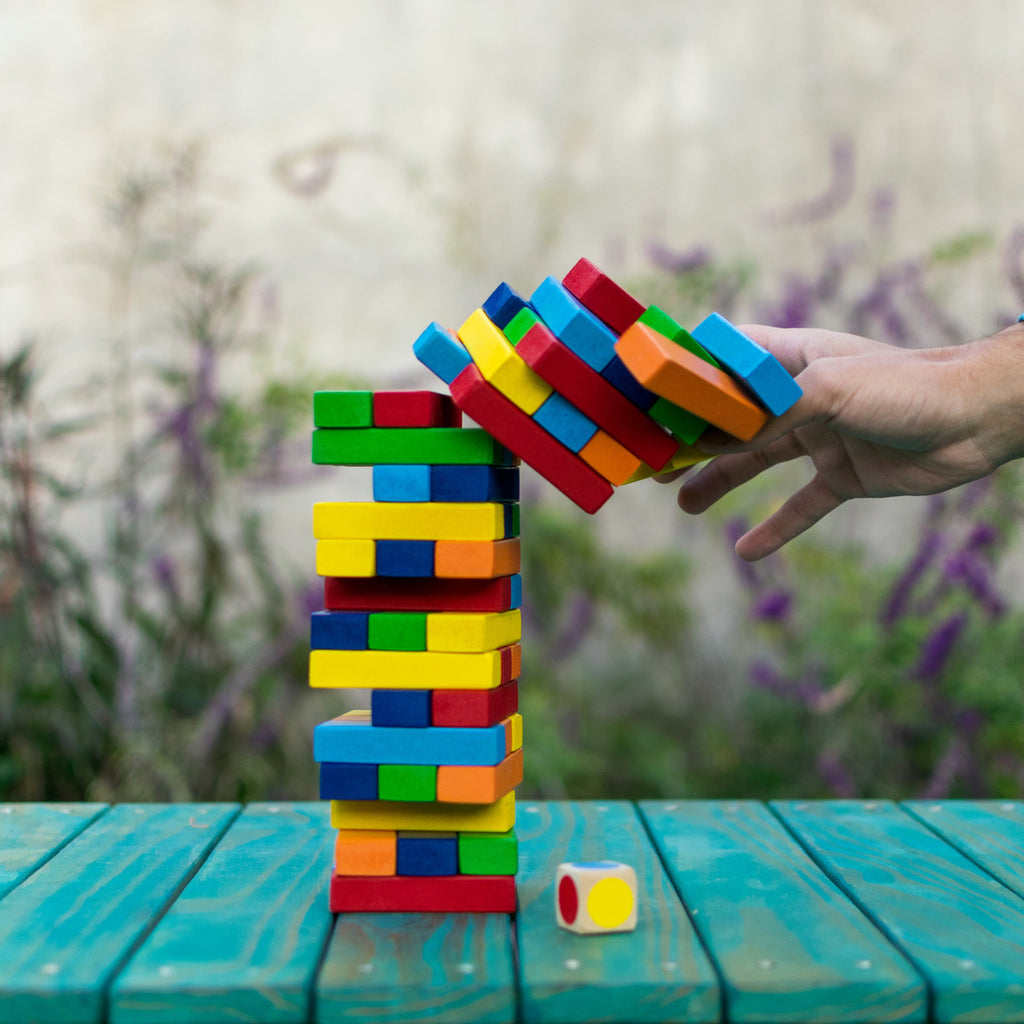Jenga De Madera Para Niños Torre De Colores