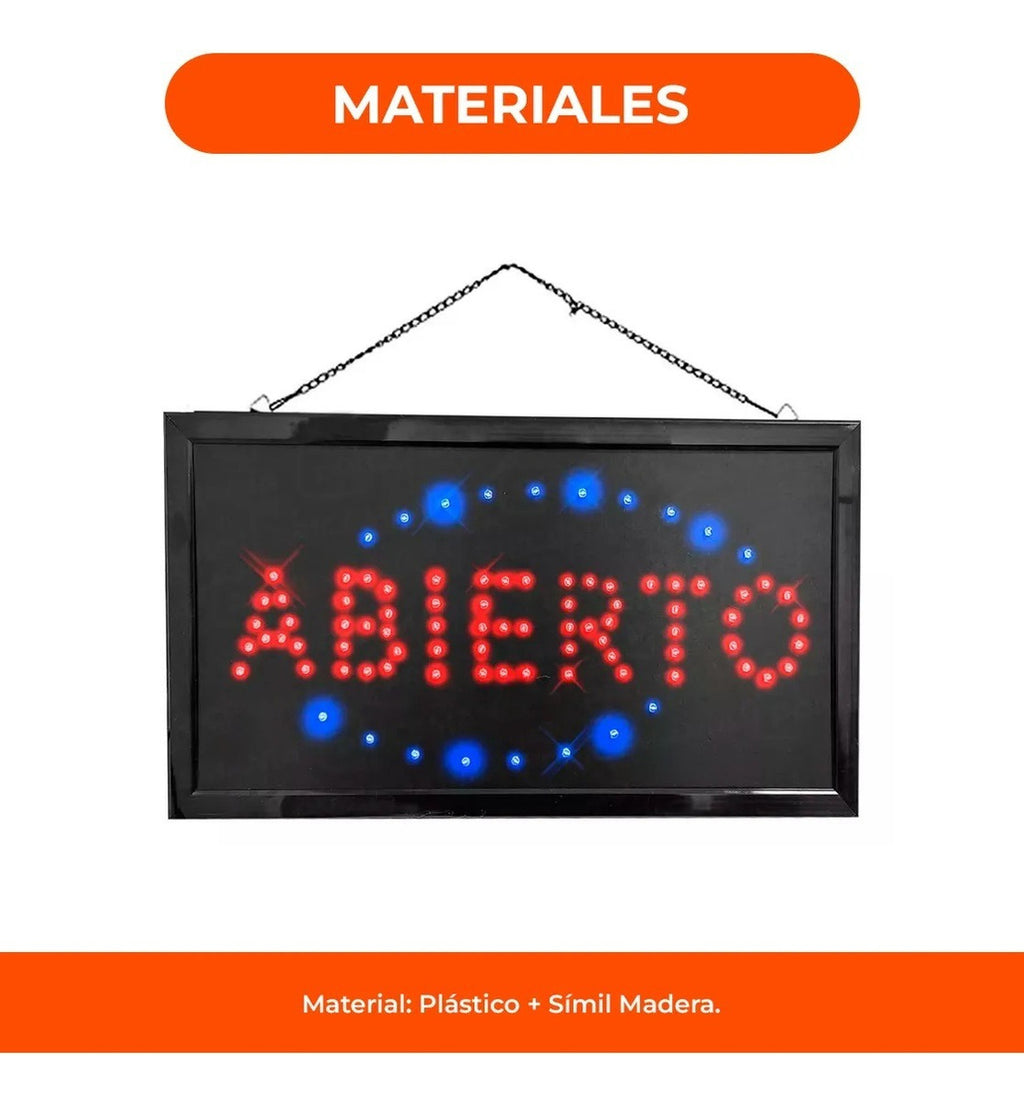 Abierto Cartel Luminoso Led 48 X 25 Cm Oferta Especial