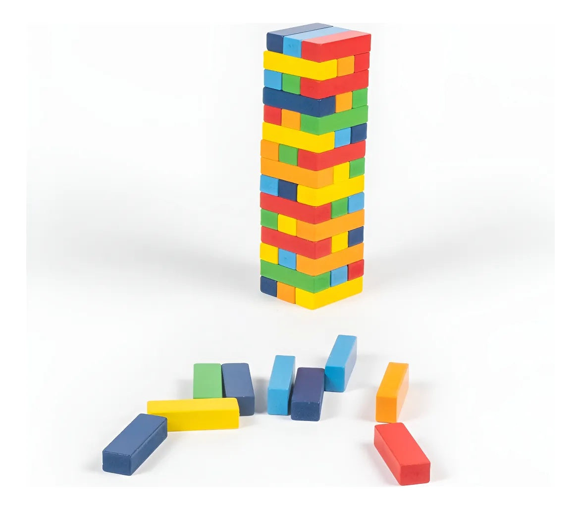 Jenga De Madera Para Niños Torre De Colores