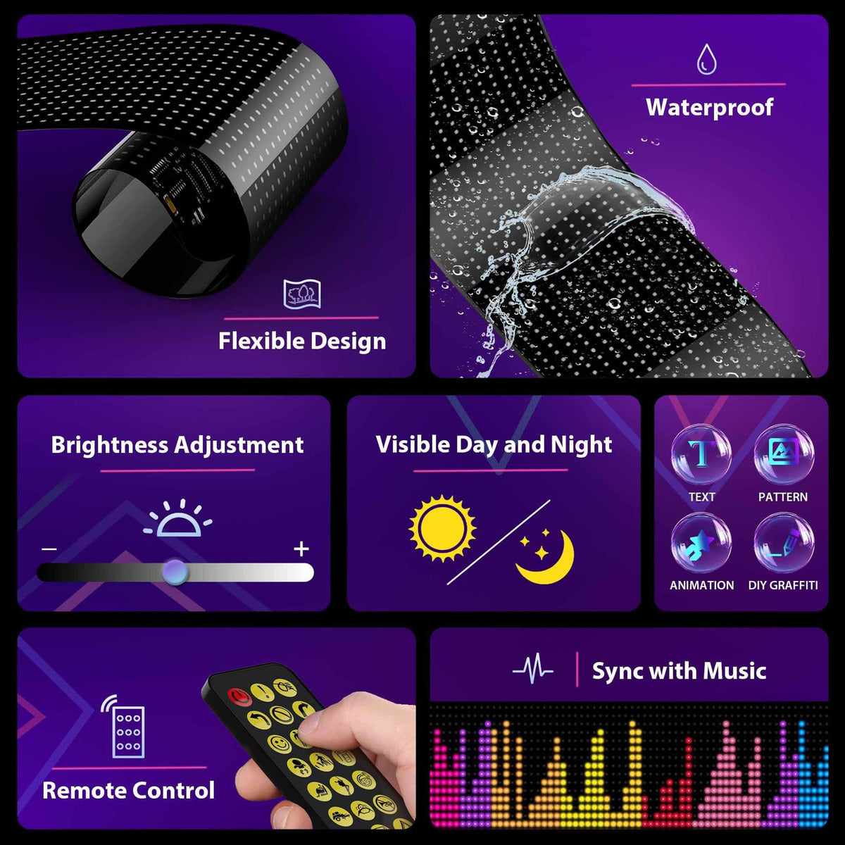 Cartel Led Programable Flexible Usb Para Coche Local 60 Cm