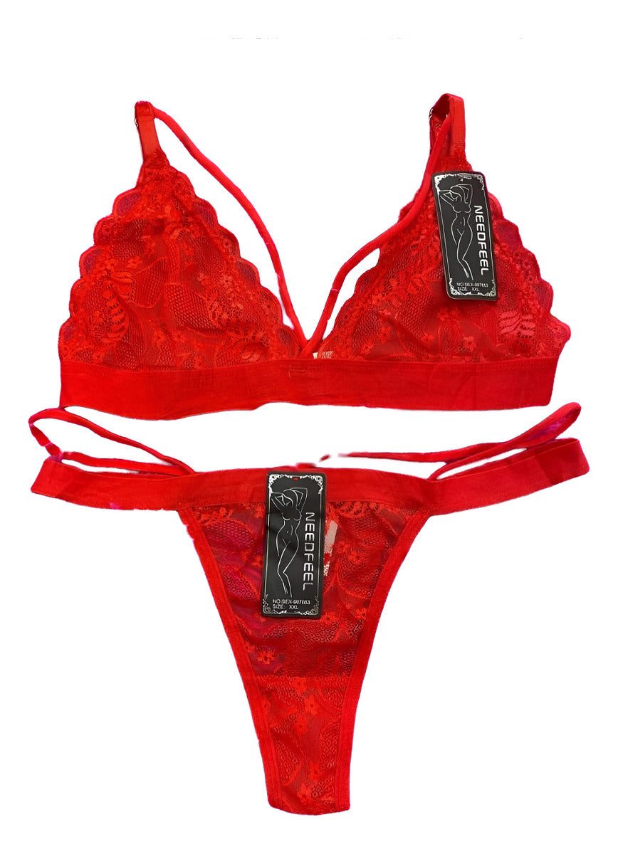 Conjunto Bralette Con Colaless Encaje Lenceria