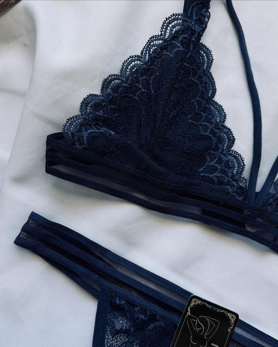 Conjunto Bralette Con Colaless Encaje Lenceria