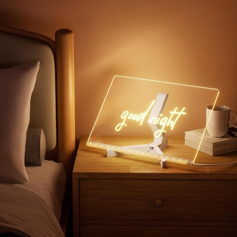 Pizarra Mágica Tableta Luz Led Usb Acrilico Blanco 30x20 Cm