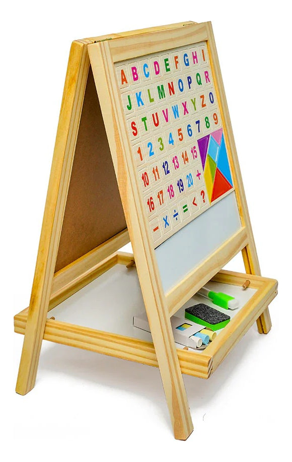 Pizarron Madera Doble Didáctica Numeros Letras For Imantadas