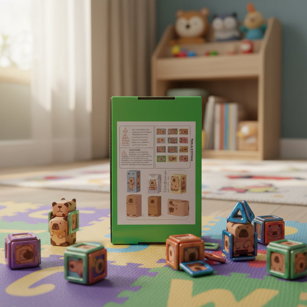 Cubos Magneticos Caja 50 Piezas Iman Capybara Brainrot