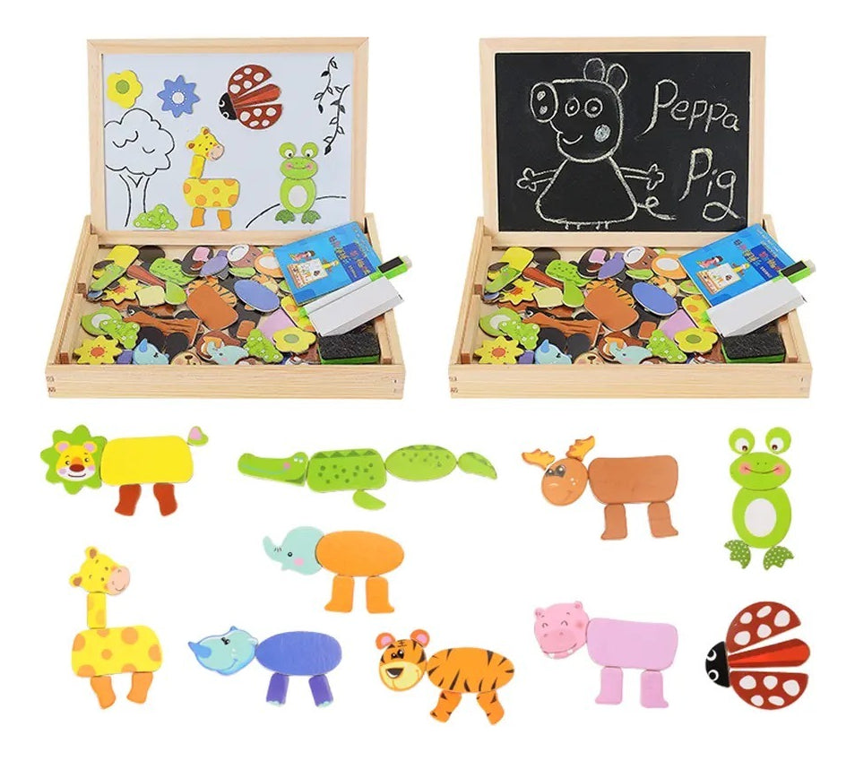 Bloques Magnético Madera Rompecabezas Mixo Table Dibujo