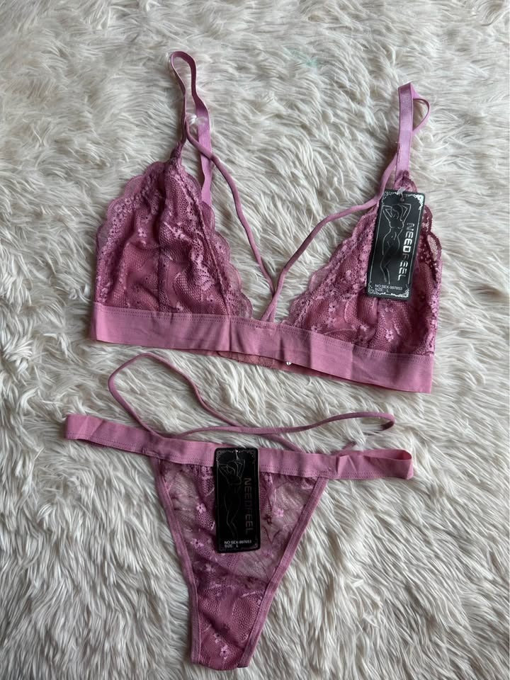 Conjunto Bralette Con Colaless Encaje Lenceria