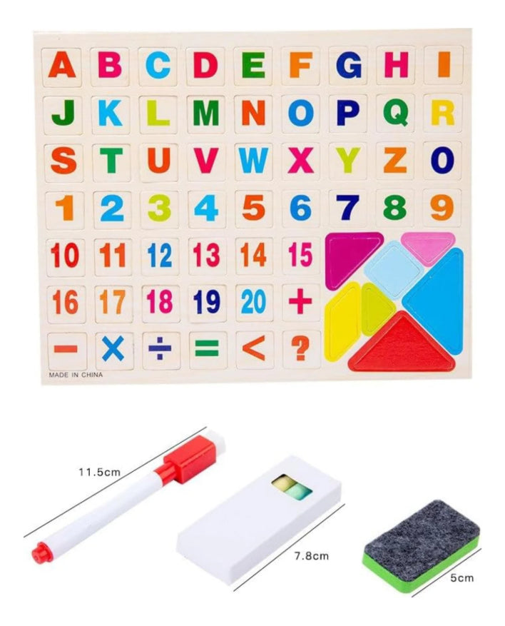Pizarron Madera Doble Didáctica Numeros Letras For Imantadas