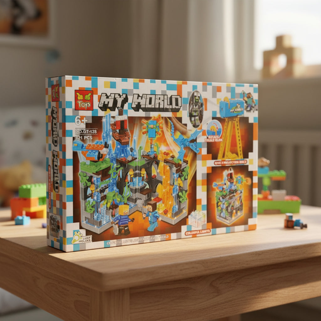 My World Minecraft Gt-128 621 Piezas Luz Colores Park