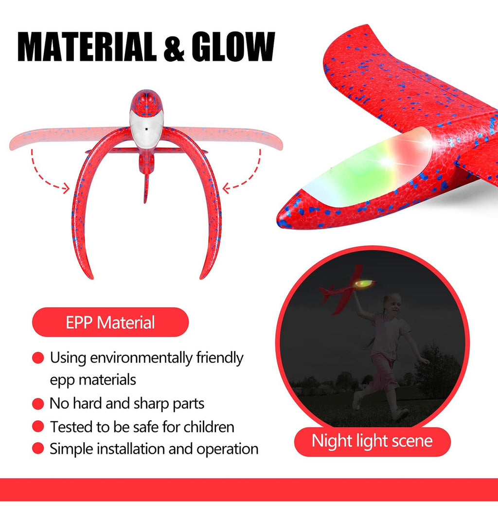 Avion Planeador Con Luz Led  Grande 48cm Ideal Para Regalar