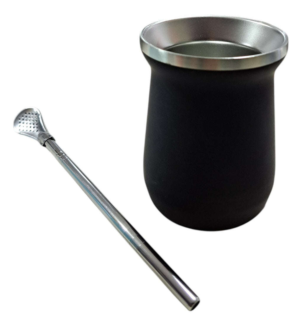 Mate Térmico De Acero Inox Doble Pared Y Bombilla 160 Ml